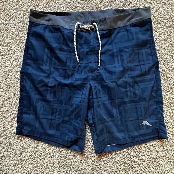 NWOT Tommy Bahama Blue/Gray Plaid Swim Trunks - Picture 1 of 6